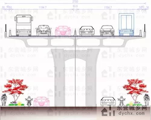 双向六车道高架桥横断面方案