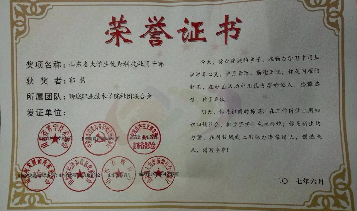 热烈祝贺我院在山东省大学生优秀科技社团评比中获得