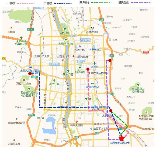 太原最全公交线路送给你 客运交通篇 太原机场巴士1号线 机场—广场