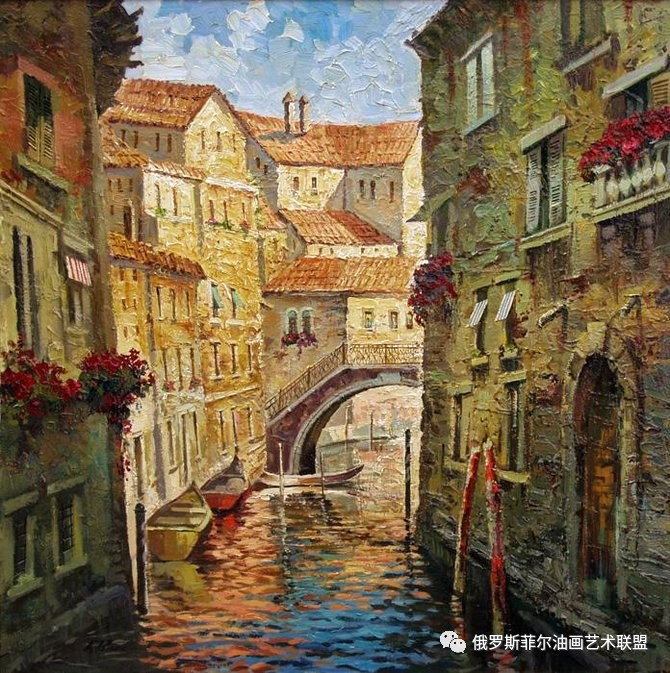 乌兹别克斯坦艺术家油画作品离不开威尼斯水城背景!