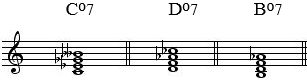和弦称呼:c减七和弦构成:1,b3,b5,bb7常见标记:cdim7,c0275.