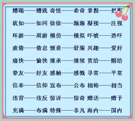 脍炙人口的近义词和反义词_小学语文1 6年级近义词 反义词分类汇总 太全了,赶(3)