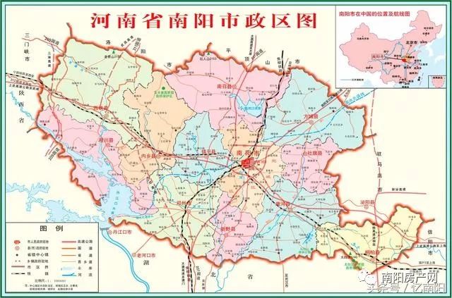 南阳市行政地图