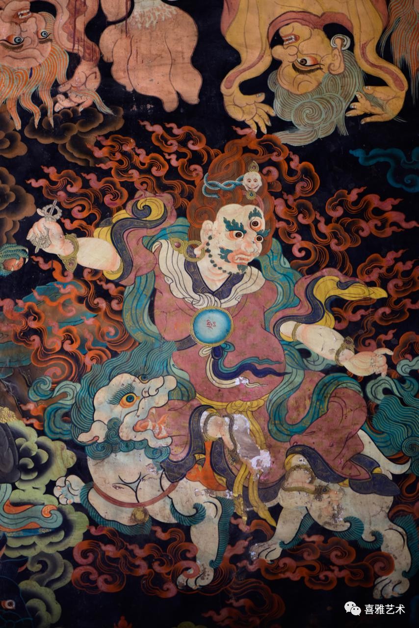 图4 乃琼寺护法绘像壁画乃琼寺壁画所呈现的风格属新勉塘画派.