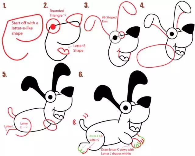 儿童简笔画:2018狗年,教你用字母和数字,画出8种不同的小狗