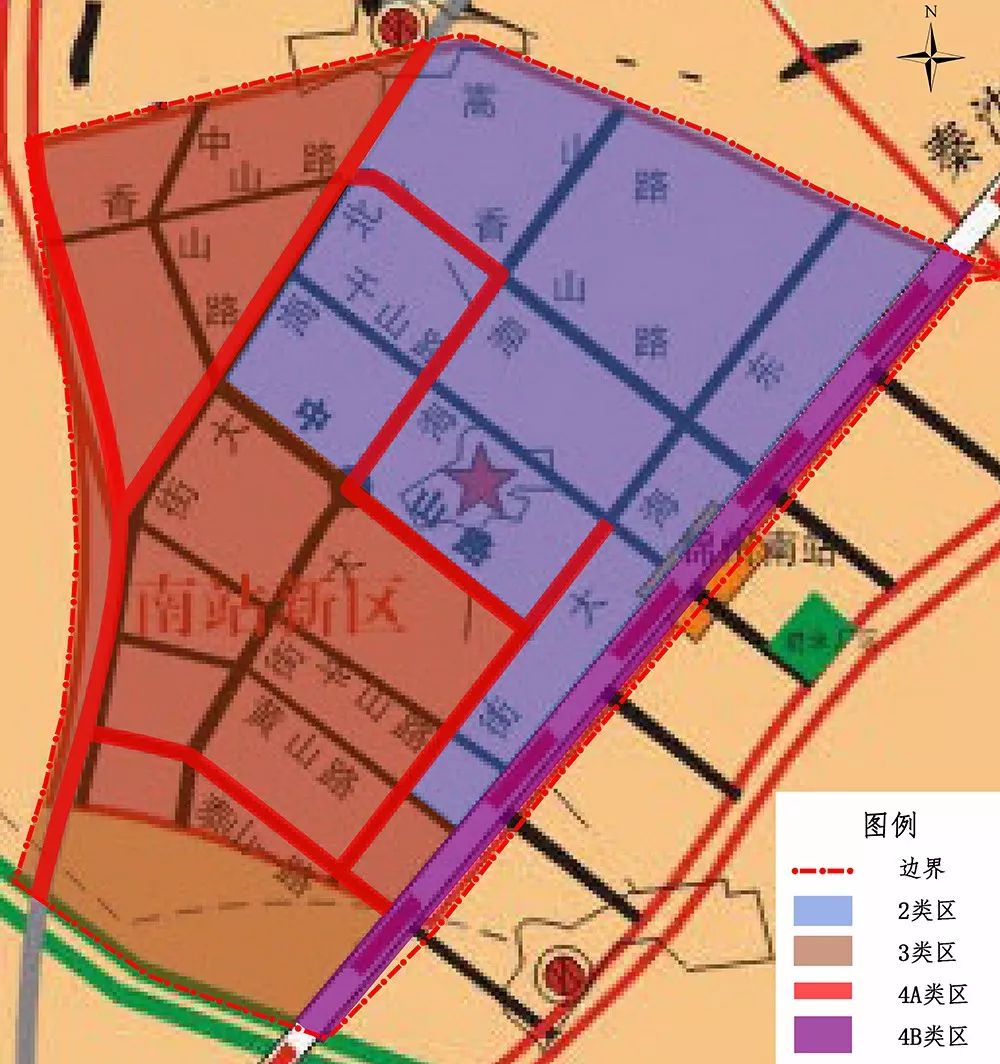(滨海新区环境噪声功能区划图) (松山新区(南站区域)环境噪声功能区划