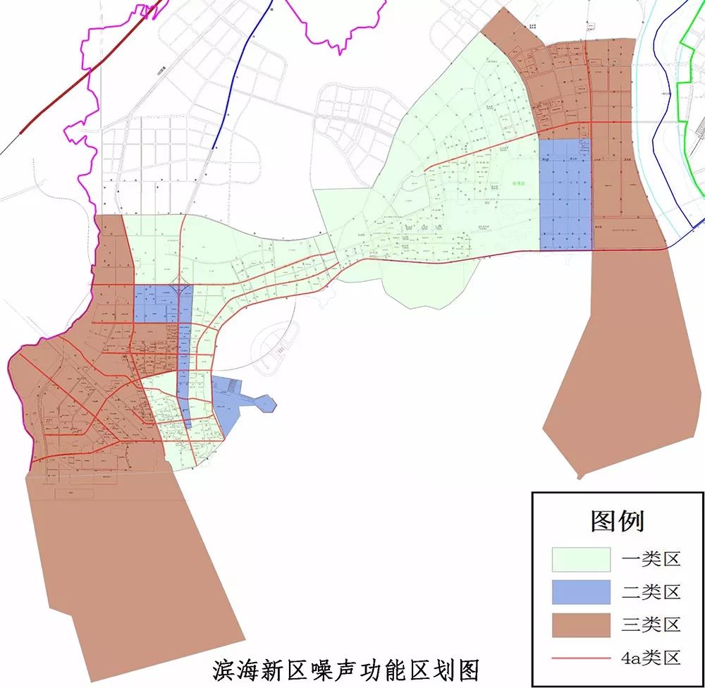 (滨海新区环境噪声功能区划图) (松山新区(南站区域)环境噪声功能区划