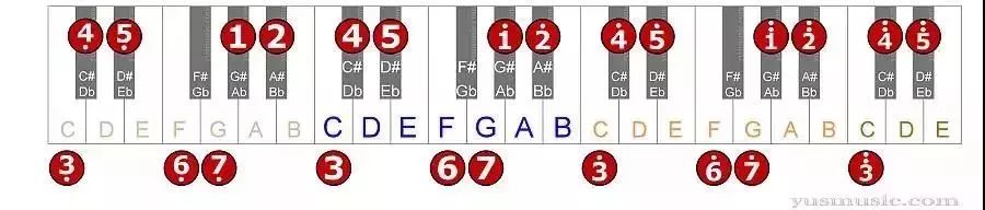 自学钢琴如何一目了然辨识各大调音阶?