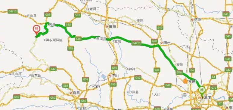 自驾:武汉—岱黄高速—福银高速—麻安高速—呼北高速—呼北线—红
