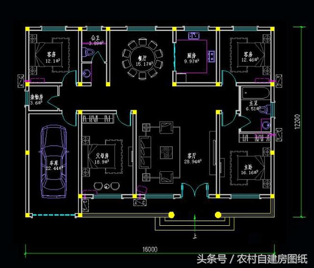 6款一层农村自建房设计图,20万的小别墅,款款带车库