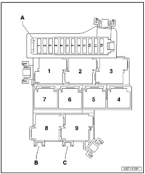 奥迪a8d4全车继电器位置图