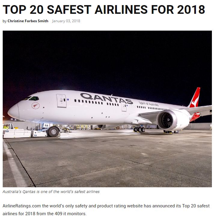 吗?2018全球最安全航空公司和机型已发布!