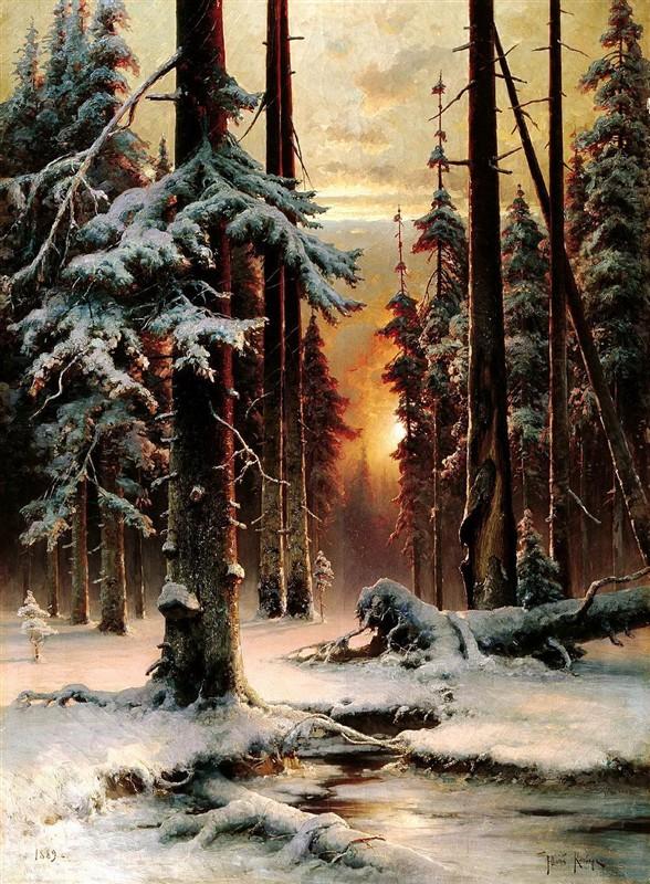 俄罗斯雪景油画作品,美极了!