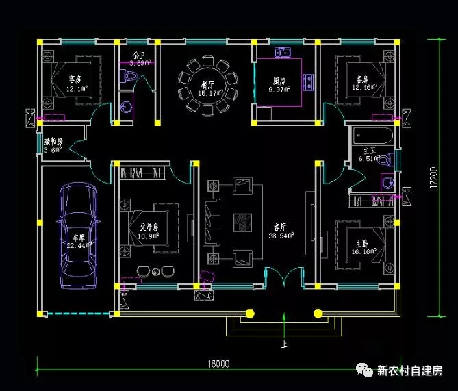 6款一层农村自建房设计图,20万的小别墅,款款带车库