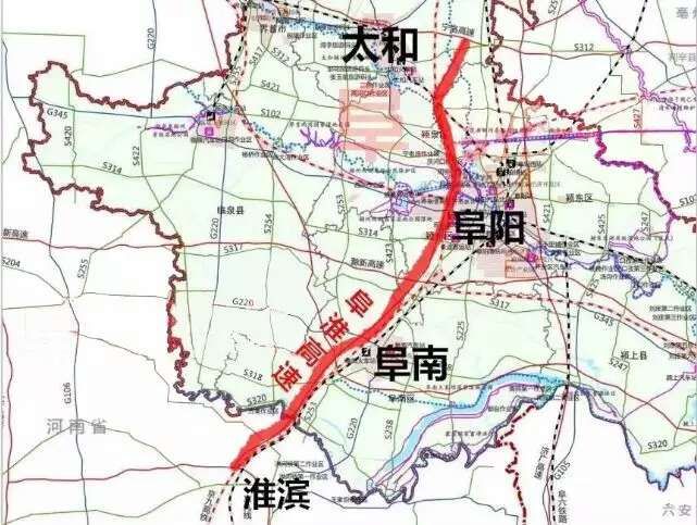 阜阳-阜南-淮滨高速公路路线示意图