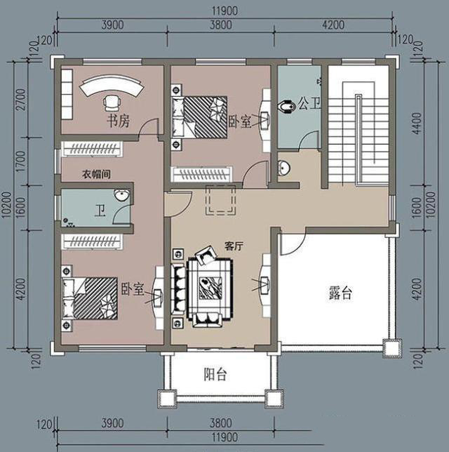 户型二:户型开间12米,进深11米,占地面积平方米,建筑高度9.