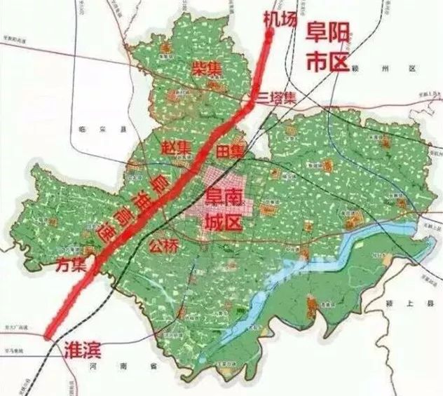 阜阳-阜南-淮滨高速公路路线示意图