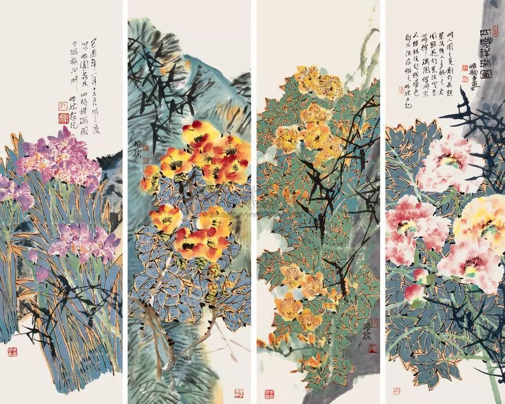 寒假课—花卉四条屏(国画)