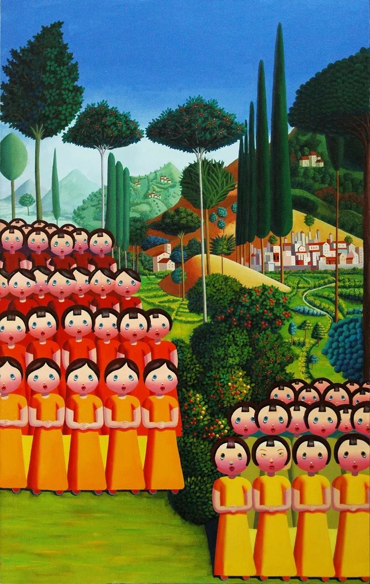 那娜 《n社区-大合唱1》 160x100cm 布面丙烯 2008 中央美术学院