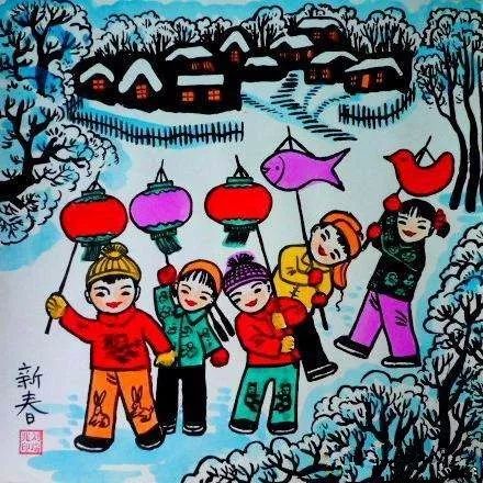 冬日里和孩子们一起画幅雪景画吧!