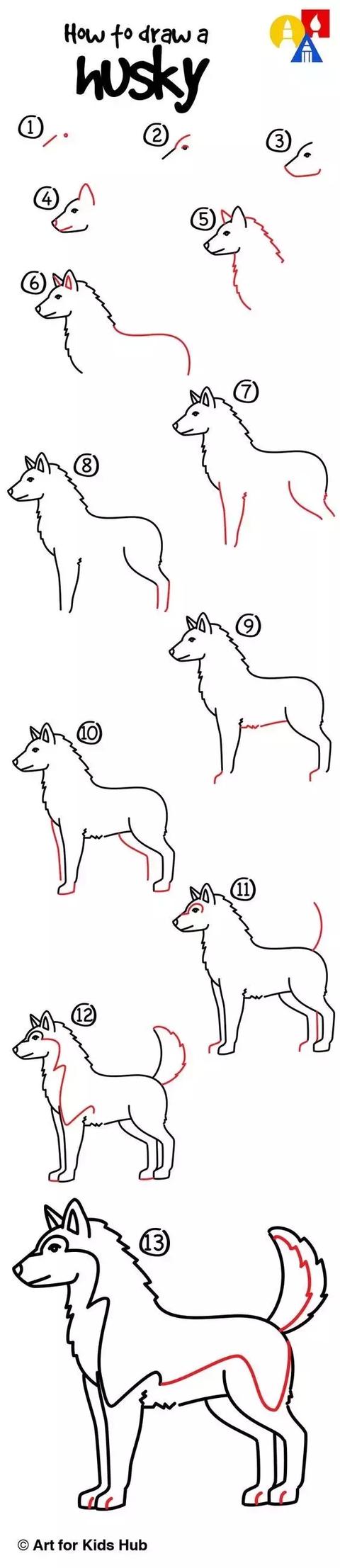 九个小狗的简笔画法详细教程
