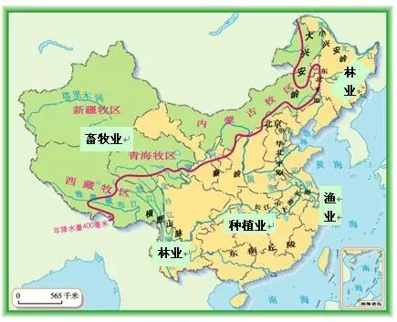 ③华中亚热带湿润地区与华南热带湿润地区界线:日平均气温>10℃积温