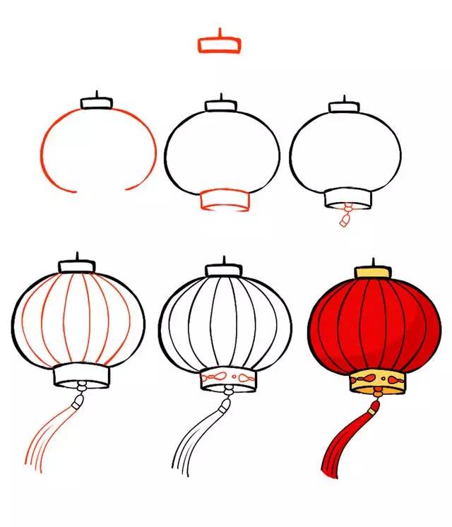 新年简笔画,用灯笼,鞭炮,红包一起迎接春节吧!