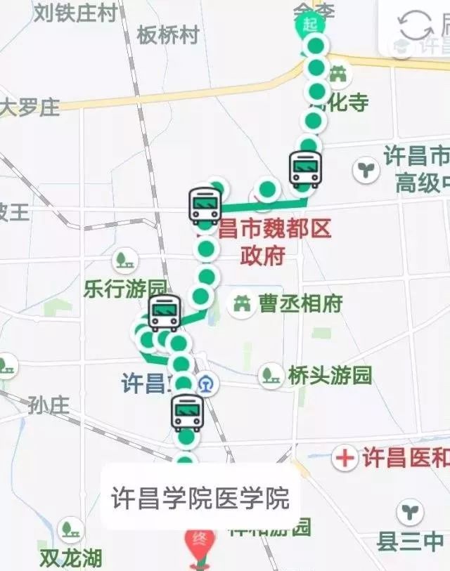 许昌9路公交车路线票价1元首末班:6:30—19:309路市第十六中学→七