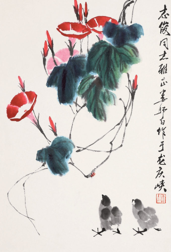 娄师白画牵牛花生机勃勃