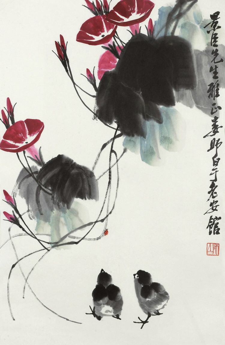 娄师白画牵牛花生机勃勃