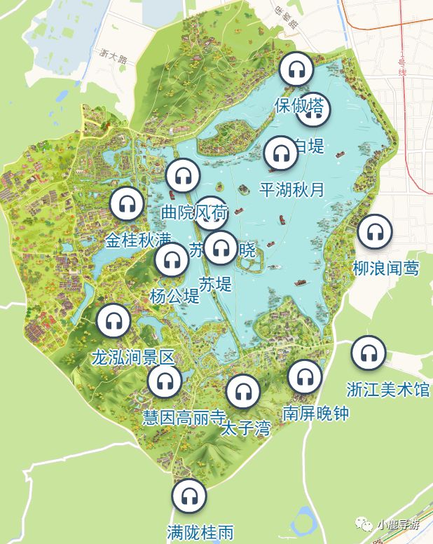 杭州西溪湿地 北京故宫博物院 除了智慧旅游 城市手绘地图也非常精美