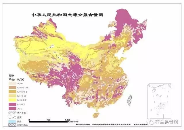 (我国土壤全氮含量分布图)