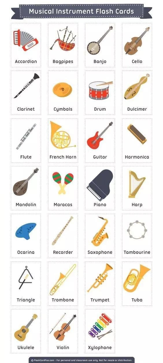 各种乐器的英文表达,你最喜欢哪一个?