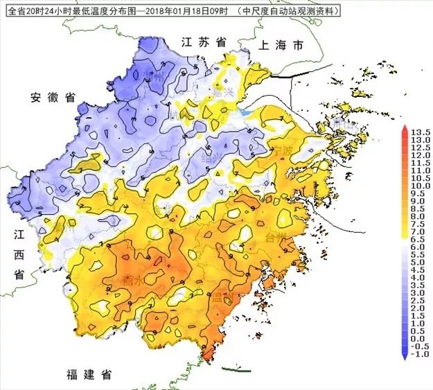 今晨浙中南地区起步气温在8到11℃图片
