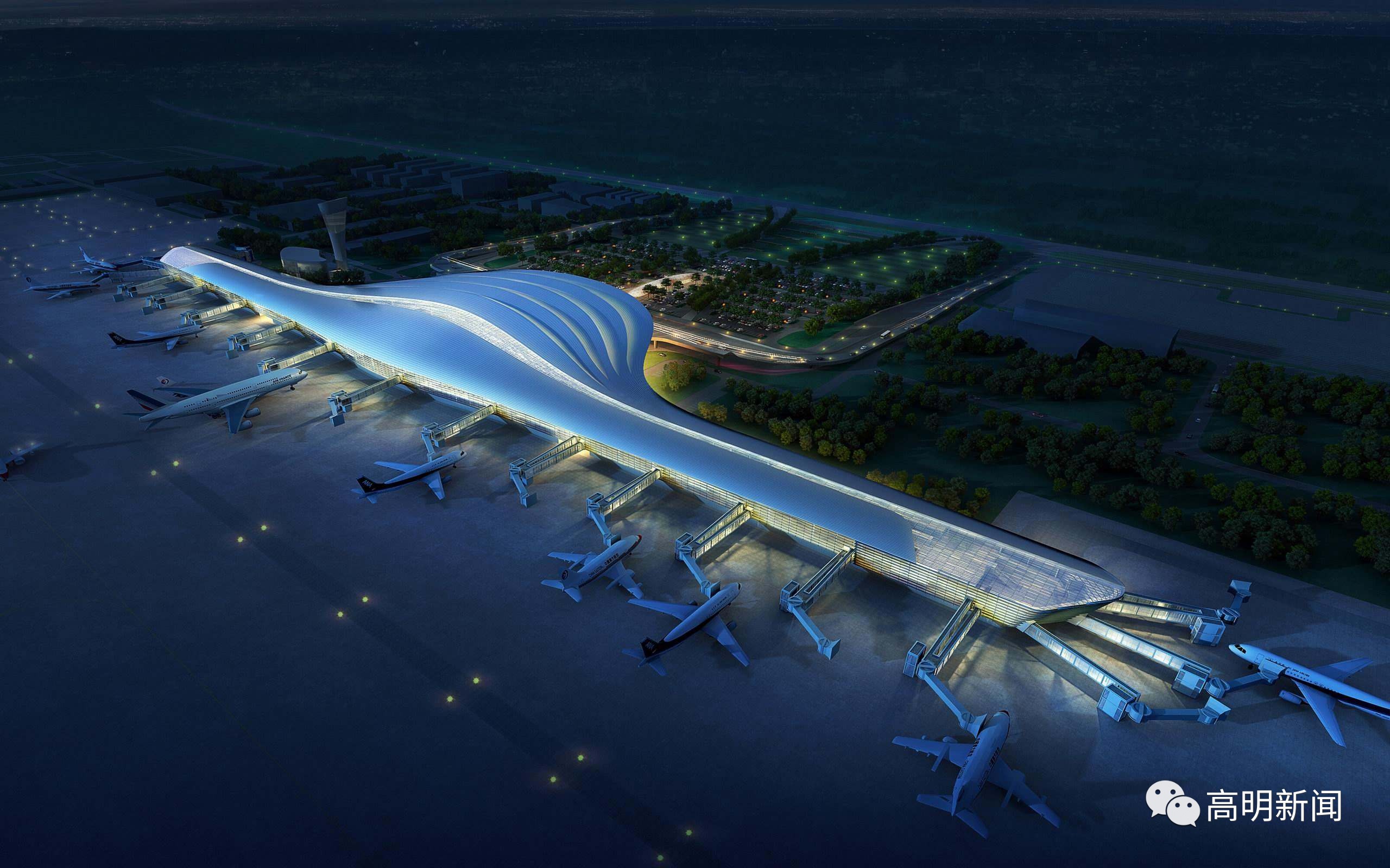 作为国际性的干线机场,珠三角新干线机场,年客流量预计达到4500万