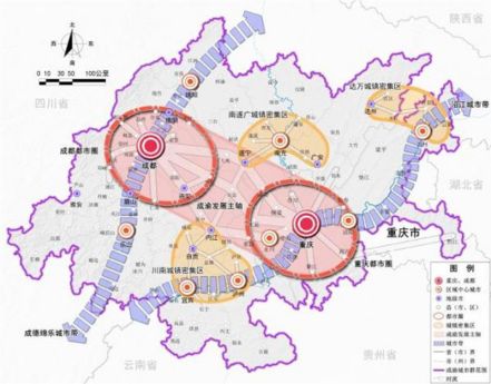 △东进交通规划图 而金堂县全域都在东进的战略范围内,淮口镇片区更