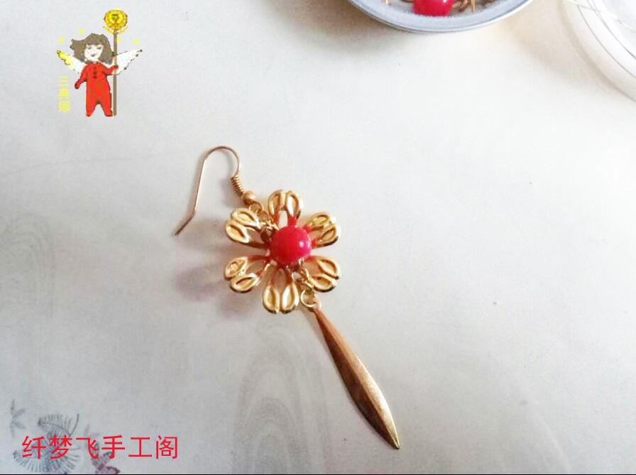 手工diy花朵耳环制作教程