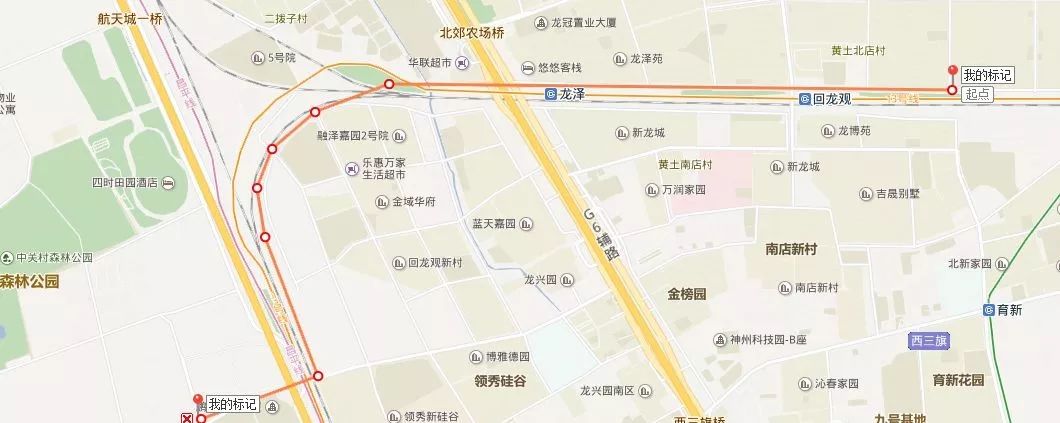 张 大致走向路线图(网络配图)后接入地方路系统沿龙域环路北侧绿地至