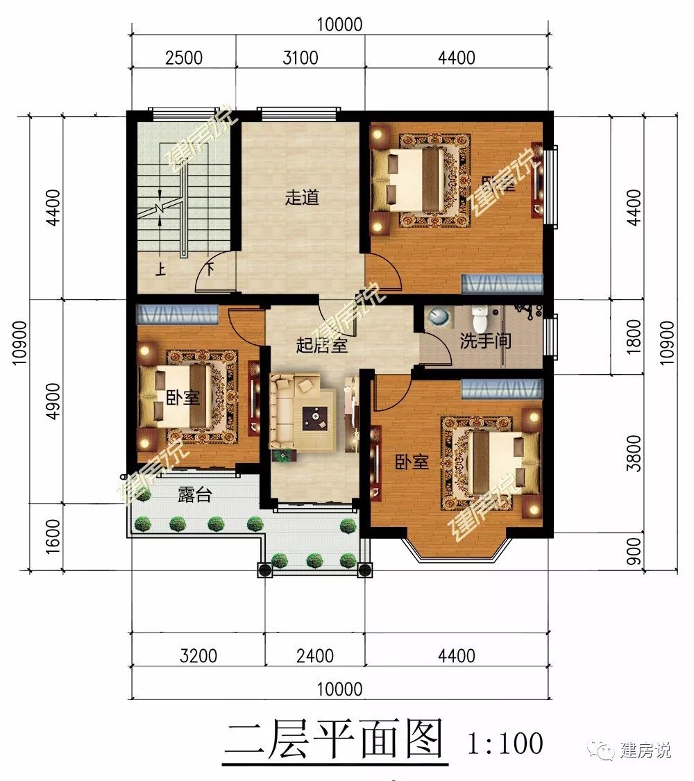 10*11米三层自建房户型,厨房竟然比卧室或者客厅都大