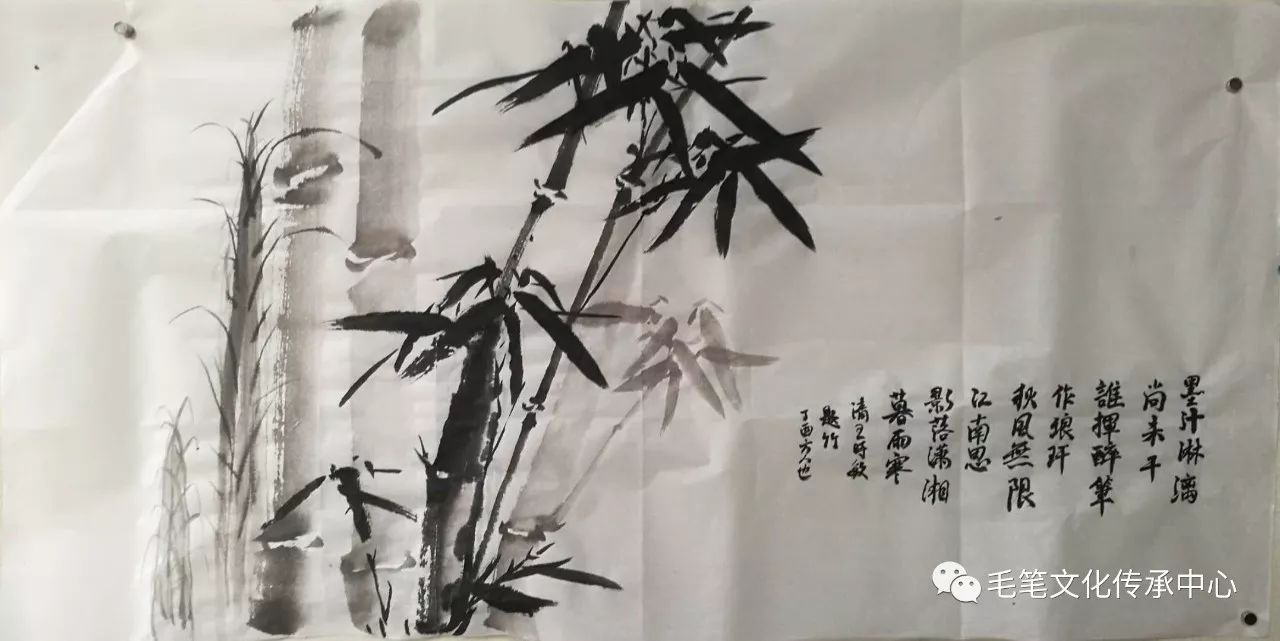 晓照教国画横幅布局竹子的创作