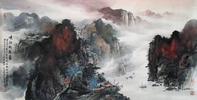 实力派画家张春丽,泼彩山水画(秀丽景色~)