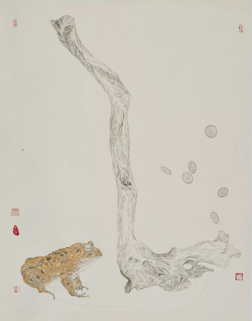 樊桦 《蟾蜍与烟斗》 88x68cm 纸本 2015 西安美术学院