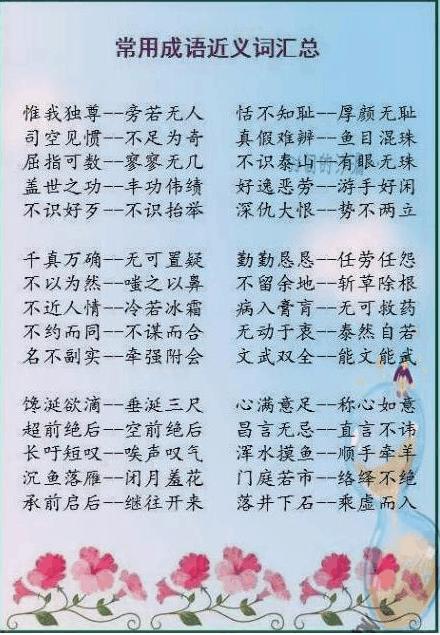 脍炙人口的近义词和反义词_小学语文1 6年级近义词 反义词分类汇总 太全了,赶(2)