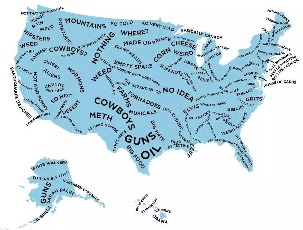 10张趣味地图,就一眼!看清美国各州特色图片