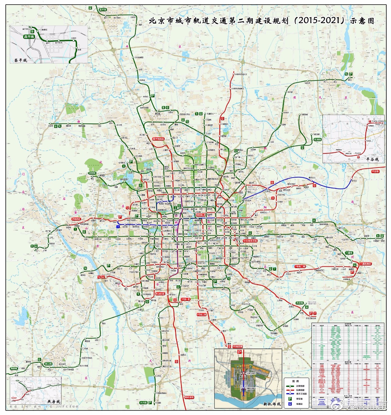 北京市到2021年的地铁规划图图片