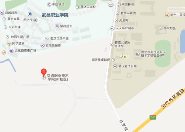 武汉市江夏区藏龙岛中洲村和五里界毛家畈村,东临湖北水利水电职业