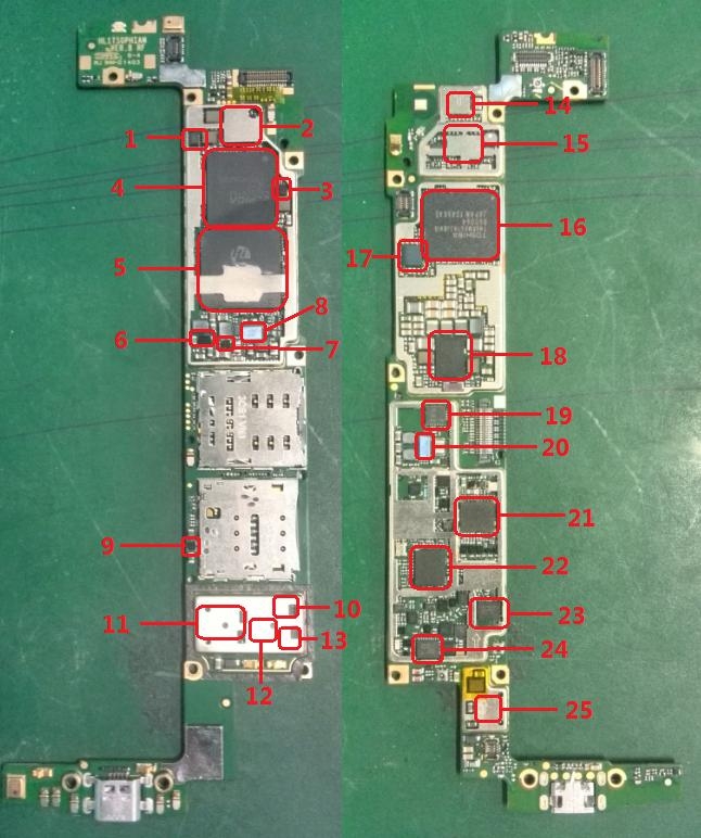 华为p7手机主板芯片信息及常见故障描述图