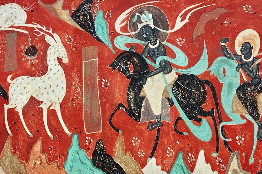 文化 正文  成都博物馆敦煌展 九色鹿其实是根据敦煌壁画中的《鹿王本