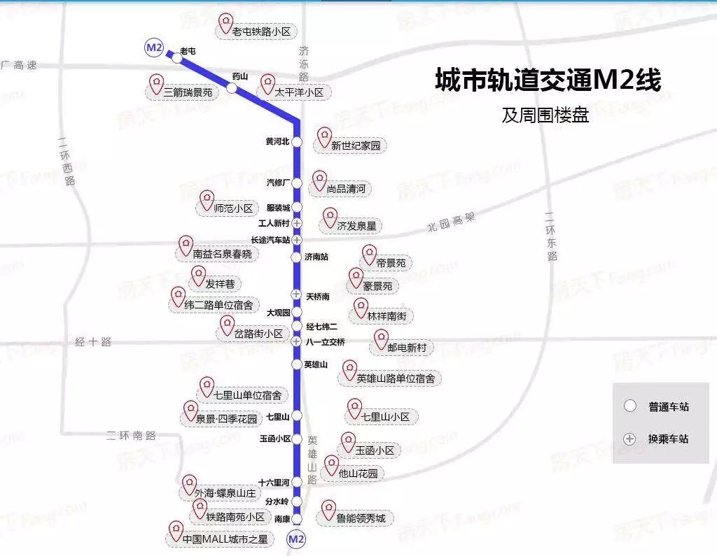 济南m2m3线年初开工 沿线哪些楼盘在售?