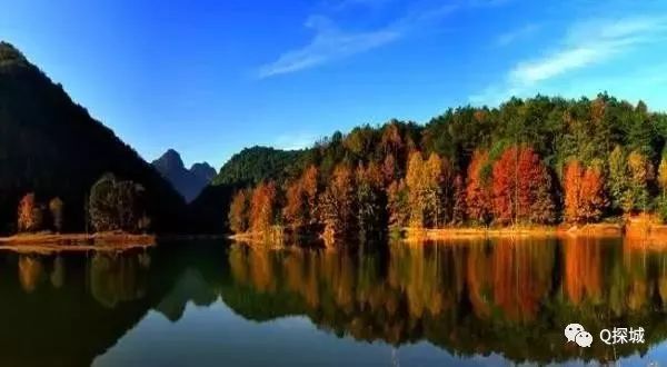 红枫湖距离贵阳28公里,因湖边枫叶深秋红似火得名.